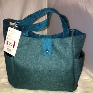Teal canvas tote lunch box NWT